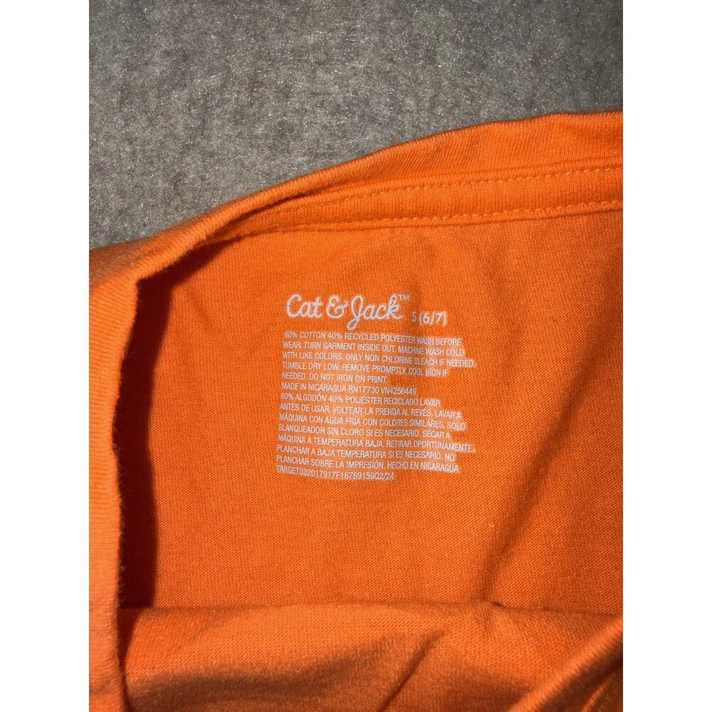Cat & Jack Unisex Children’s S (6/7) Orange Boo Long Sleeve Tshirt Halloween